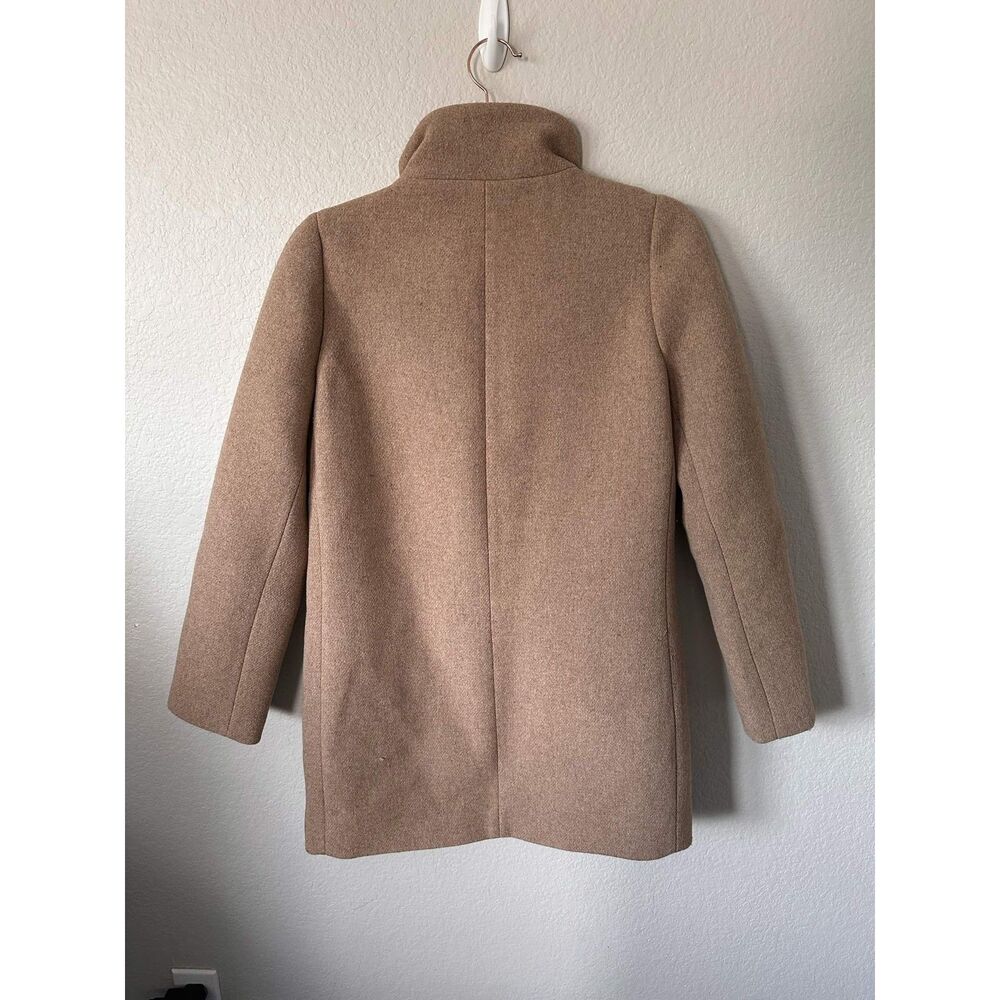 J Crew Mercantile Camel Wool City Coat Size 00 Standing Collar Zip Jacket Tan - Picture 3 of 8
